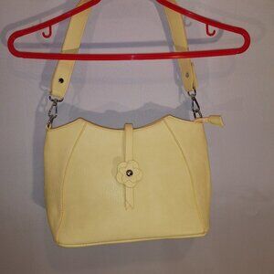 Blush Ladies Man Made Materials Yellow Zipper Closure Handbag / Shoulder Bag